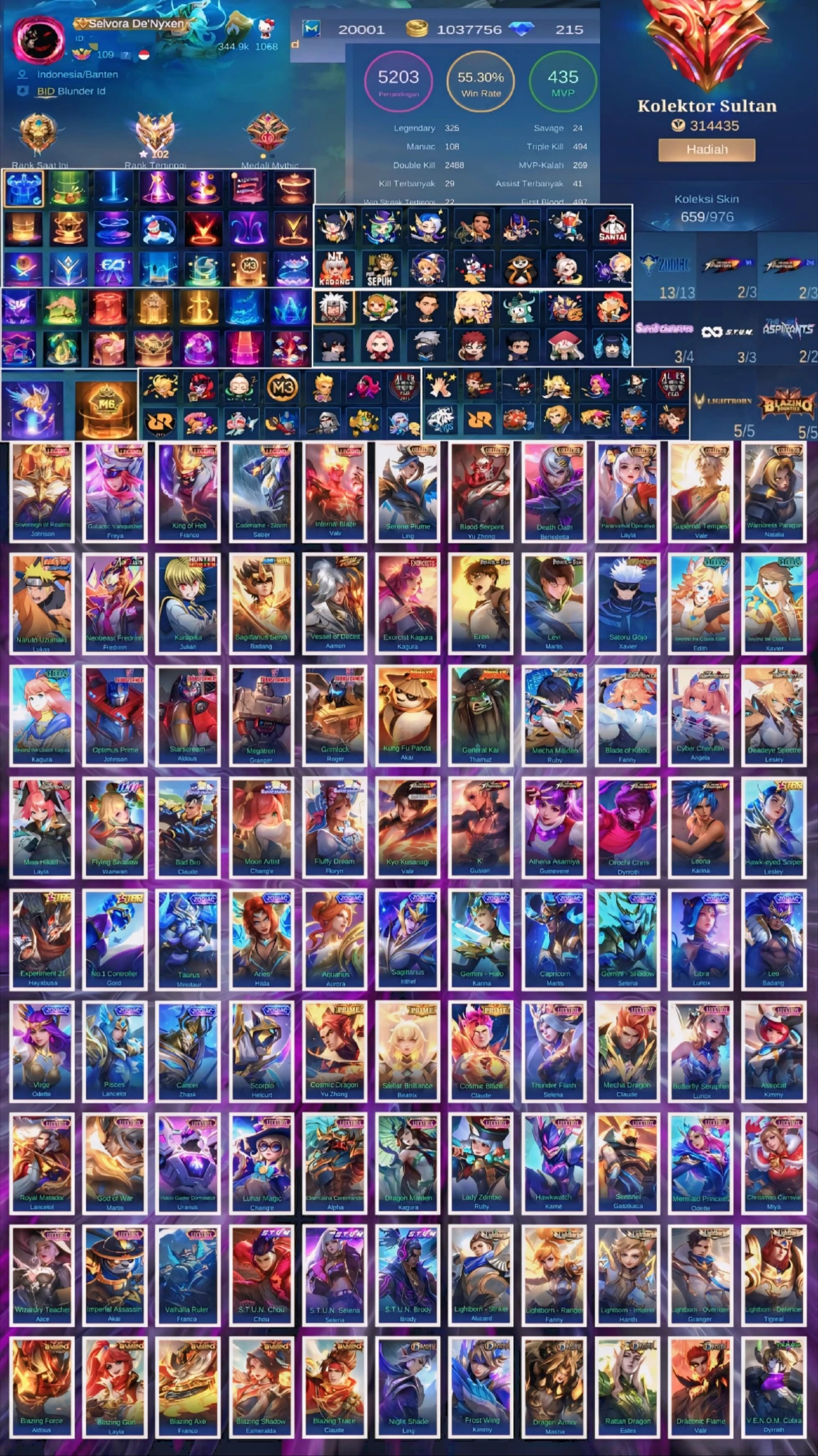 Akun mobile legend sultan